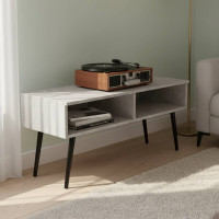 Тумба под ТВ Невада Ferrum-decor 45x100x38 Черный металл ДСП Бетон 16 мм (FRD-106719)