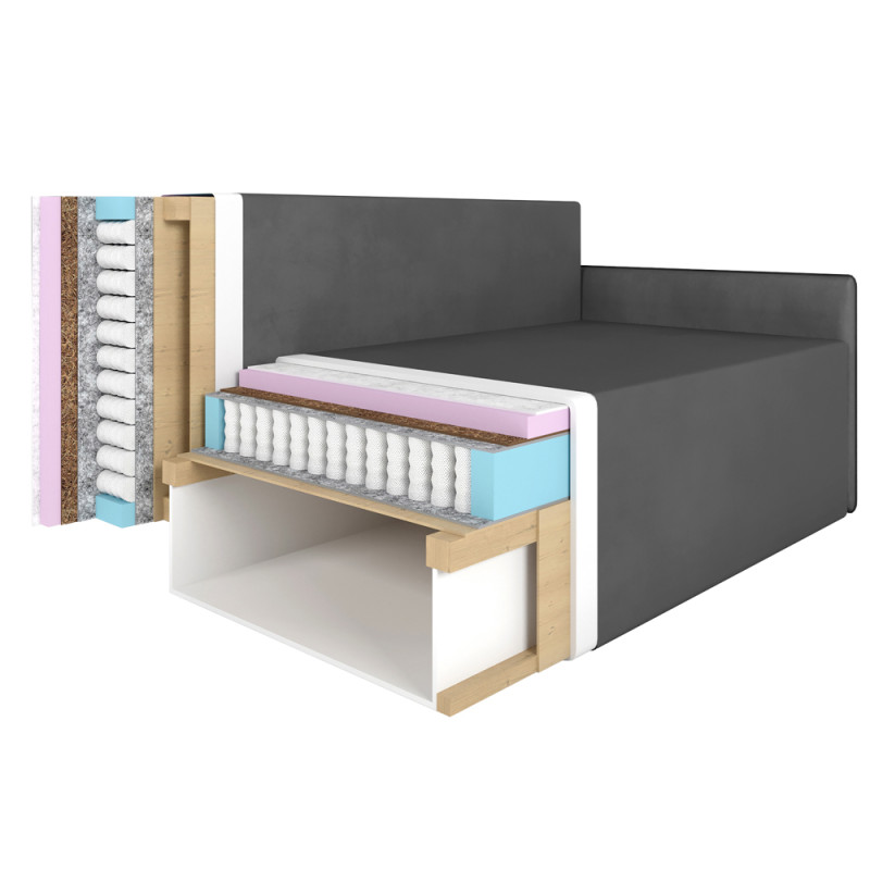 Кутовий диван ортопедичний iSmart MORRO єврокнижка 198x140 см (матрац Pocket spring) графіт Laura 15 (ISM-051325)