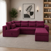 Кутовий ортопедичний диван Мекко Chester II 3400х1800 + пуф 1340х680 Bonel Standart Hard Plus тканина Bagama 23 (MEK-161696)