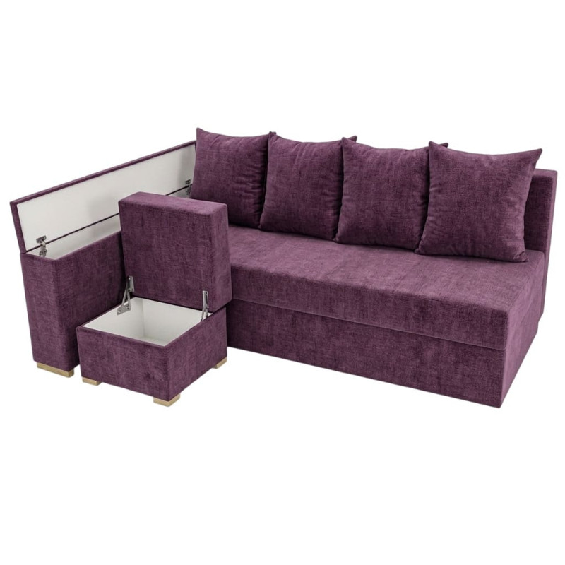 Кутовий ортопедичний диван Мекко Cube 2250×1430 Pocket Spring Cocos IV категорія Bestseller Plum (MEK-161546)