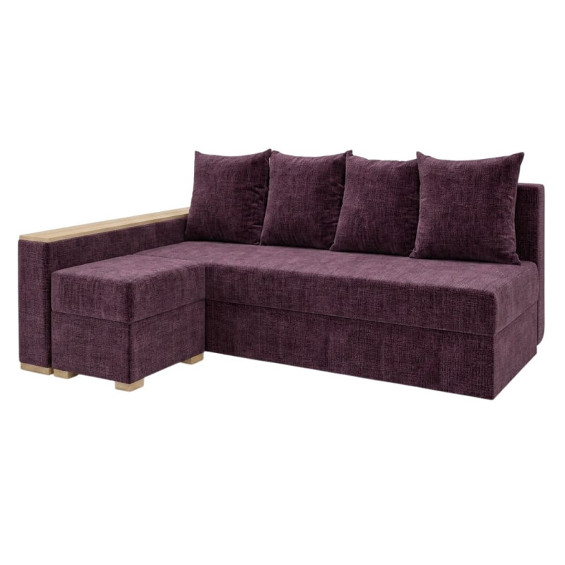 Кутовий ортопедичний диван Мекко Cube 2250×1430 Pocket Spring Cocos IV категорія Bestseller Plum (MEK-161546)