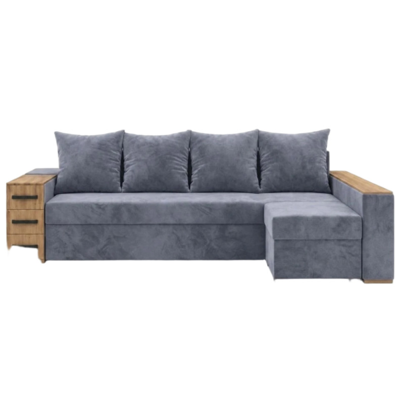 Кутовий ортопедичний диван Мекко Cube Shuttle 2600x1430 Gold II категорія Allure Premium Cool Grey (MEK-161145)