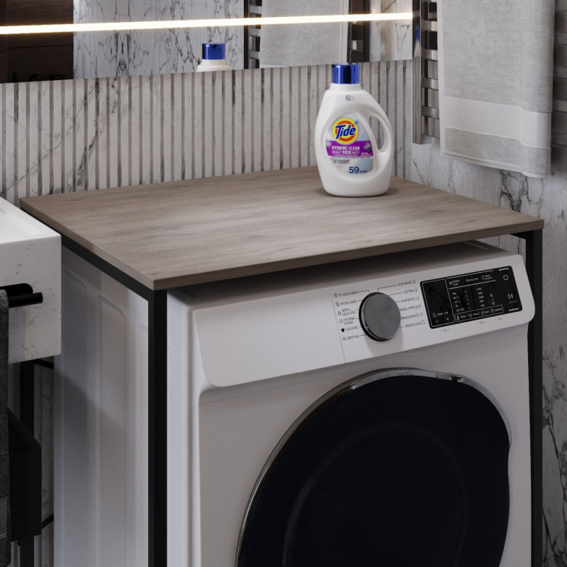 Стелаж-полиця Бафрум 401 Ferrum-decor для пральної машини 90x70,5x60,5 Чорний метал ДСП Дуб Кремона Канолло 16 мм (FRD-107573)