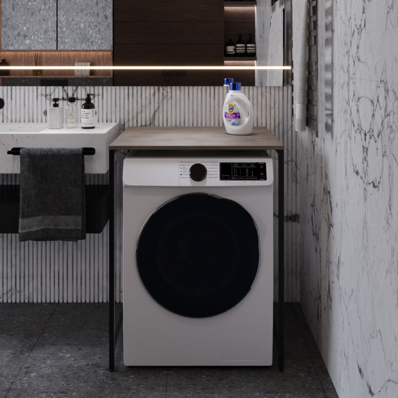 Стелаж-полиця Бафрум 401 Ferrum-decor для пральної машини 90x70,5x60,5 Чорний метал ДСП Дуб Кремона Канолло 16 мм (FRD-107573)