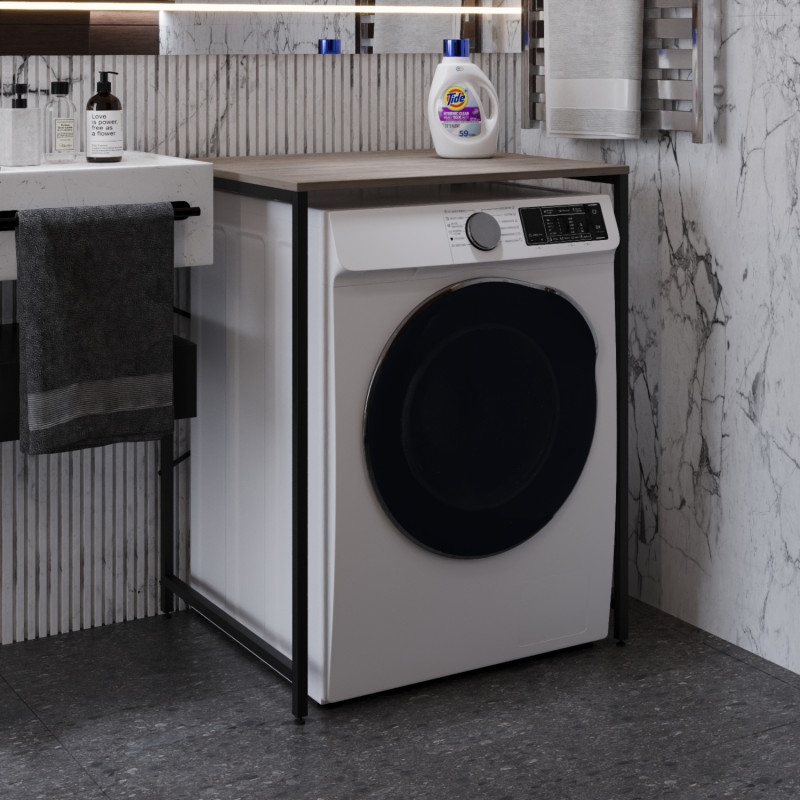 Стелаж-полиця Бафрум 401 Ferrum-decor для пральної машини 90x70,5x60,5 Чорний метал ДСП Дуб Кремона Канолло 16 мм (FRD-107573)