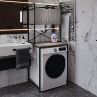Стеллаж полка Бафрум 404 Ferrum-decor для стиральной машины 178x70,5x60,5 Черный металл ДСП Дуб Кремона Канолло 16 мм (FRD-107603)