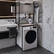 Стелаж-полиця Бафрум 404 Ferrum-decor для пральної машини 178x70,5x60,5 Чорний метал ДСП Дуб Кремона Канолло 16 мм (FRD-107603)