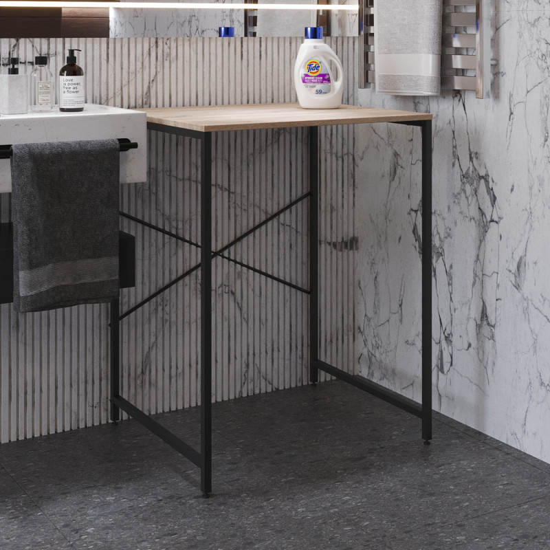 Стелаж-полиця Бафрум 401 Ferrum-decor для пральної машини 90x70,5x60,5 Чорний метал ДСП Дуб Сонома 16 мм (FRD-107353)