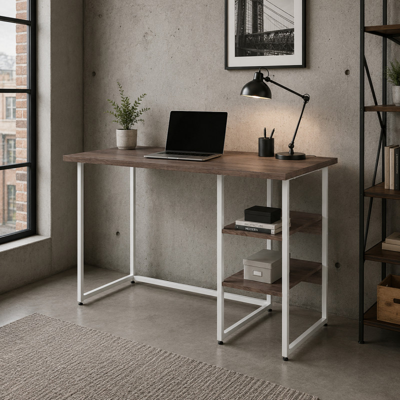 Стіл письмовий Кевин Ferrum-decor 75x140x70 Білий метал ДСП Дуб Кремона Канолло 32 мм (FRD-108043)