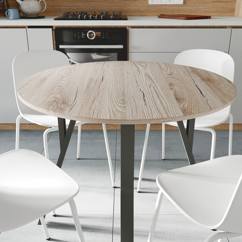 Круглий стіл MARSI 4 870-4 ніжки конусні Ferrum-decor 750x870x870 Чорний метал ДСП Дуб Сан-Марино 16 мм (FRD-107433)