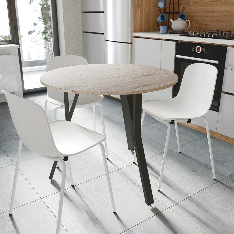 Круглий стіл MARSI 3 870-3 Ferrum-decor 750x870x870 Чорний метал ДСП Дуб Сан-Марино 16 мм (FRD-107423)