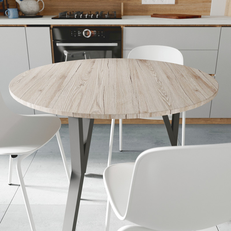 Круглий стіл MARSI 3 870-3 Ferrum-decor 750x870x870 Чорний метал ДСП Дуб Сан-Марино 16 мм (FRD-107423)