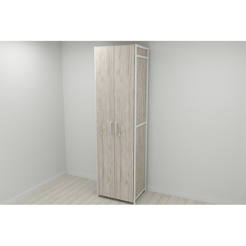 Шафа Гардероб Уні секція 6 серії Конект Ferrum-decor 220x60x50 см Білий метал ДСП Дуб Сан-Марино 16 мм (FRD-106913)