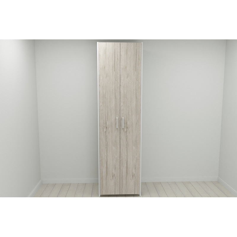 Шафа Гардероб Уні секція 6 серії Конект Ferrum-decor 220x60x50 см Білий метал ДСП Дуб Сан-Марино 16 мм (FRD-106913)