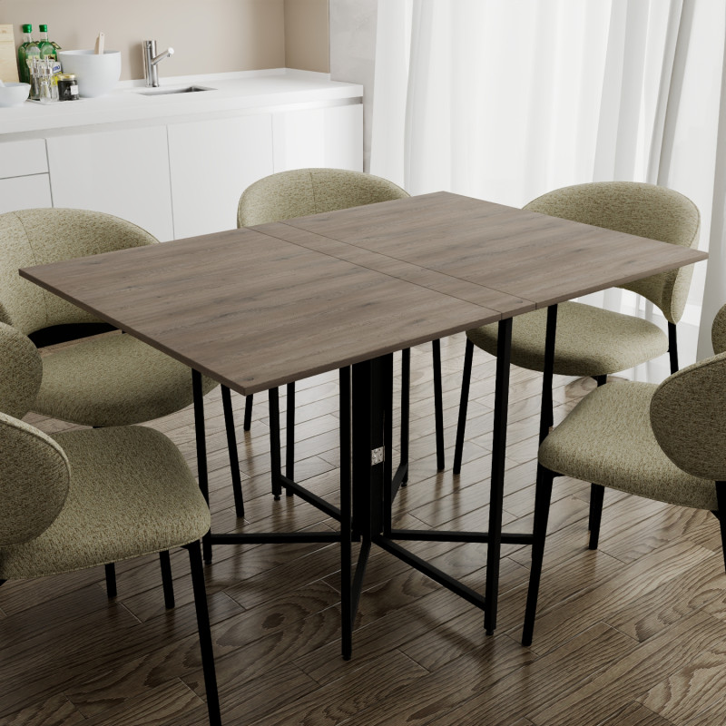 Розкладний стіл-трансформер книжка Моріс 3 Ferrum-decor 75x130x90 Чорний метал ДСП Дуб Кремона Канолло 16 мм (FRD-107503)