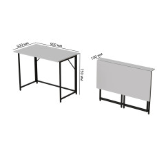 Стіл розкладний Морис 900 Ferrum-decor 750x900x500 Чорний метал ДСП Білий 16 мм (FRD-107313)