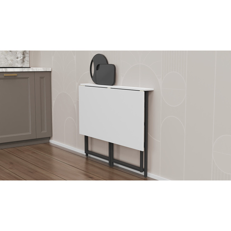 Стіл розкладний Морис 900 Ferrum-decor 750x900x500 Чорний метал ДСП Білий 16 мм (FRD-107313)