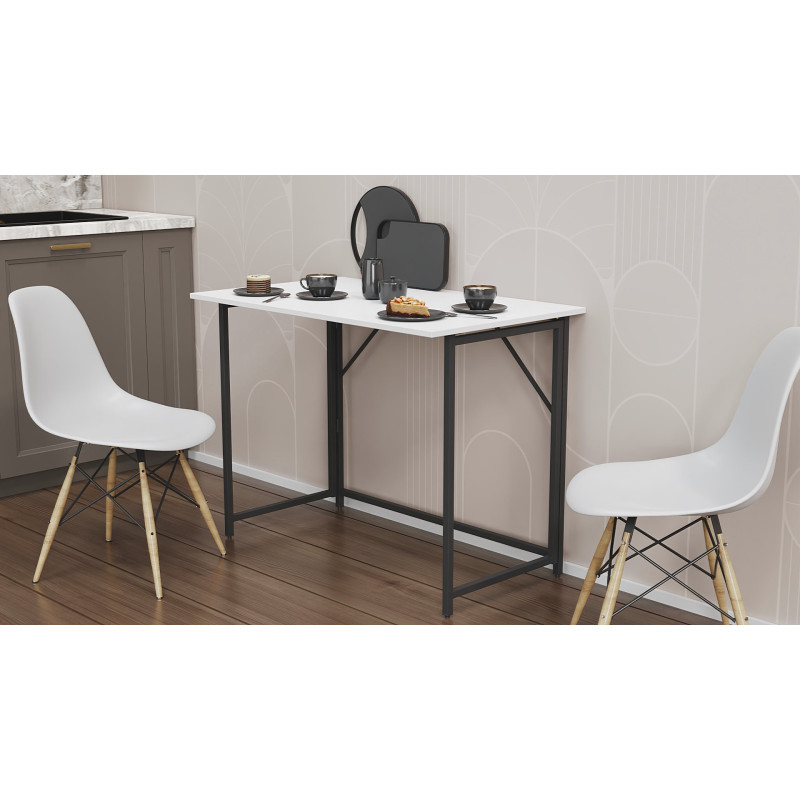 Стіл розкладний Морис 900 Ferrum-decor 750x900x500 Чорний метал ДСП Білий 16 мм (FRD-107313)