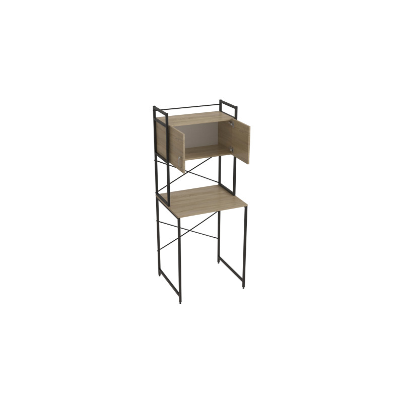 Стелаж-полиця Бафрум 404 Ferrum-decor для пральної машини 178x70,5x60,5 Чорний метал ДСП Дуб Сонома 16 мм (FRD-107383)