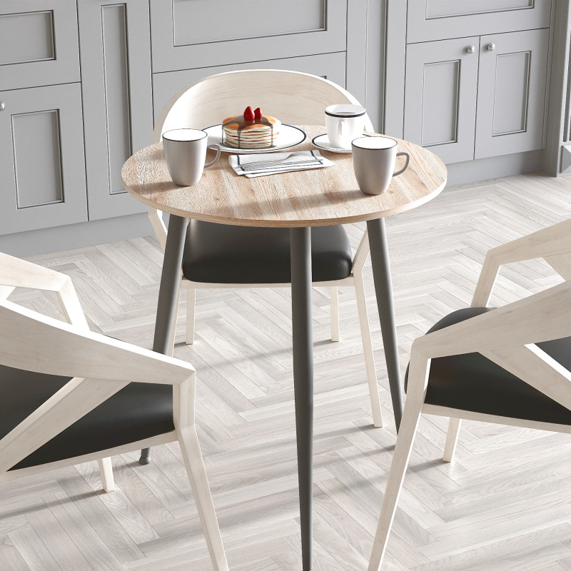 Круглий стіл OPTIMA 3 ніжки конусні Ferrum-decor 750x670x670 Чорний метал ДСП Дуб Сан-Марино 16 мм (FRD-107443)