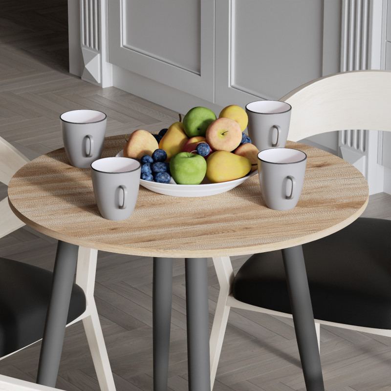 Круглий стіл OPTIMA 4 ніжки конусні Ferrum-decor 750x670x670 Чорний метал ДСП Дуб Сан-Марино 16 мм (FRD-107453)