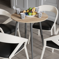 Круглий стіл OPTIMA 4 ніжки конусні Ferrum-decor 750x670x670 Чорний метал ДСП Дуб Сан-Марино 16 мм (FRD-107453)