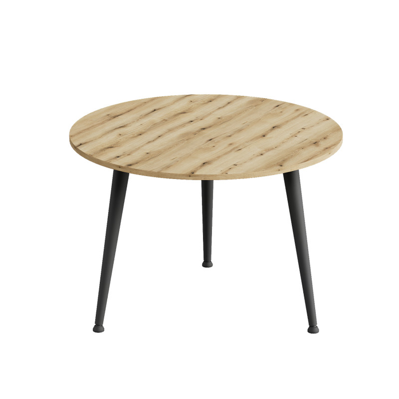 Журнальний круглий стіл OPTIMA 1 ніжки конусні Ferrum-decor 450x670x670 Чорний метал ДСП Дуб Евок Прибережний 16 мм (FRD-107533)