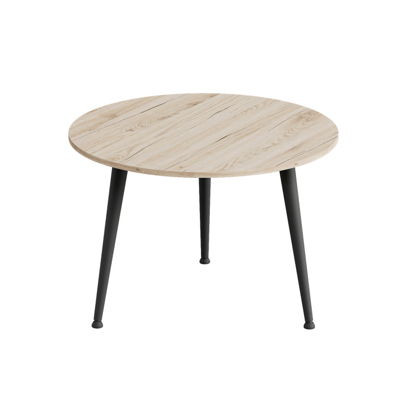 Журнальний круглий стіл OPTIMA 1 ніжки конусні Ferrum-decor 450x670x670 Чорний метал ДСП Дуб Сан-Марино 16 мм (FRD-107463)