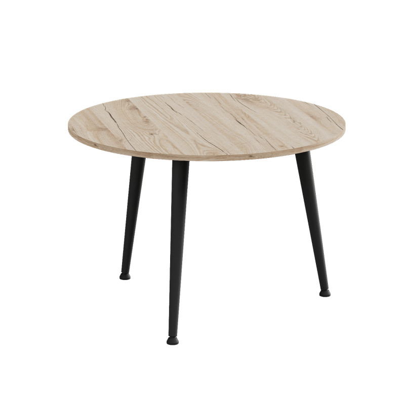 Журнальний круглий стіл OPTIMA 1 ніжки конусні Ferrum-decor 450x670x670 Чорний метал ДСП Дуб Сан-Марино 16 мм (FRD-107463)