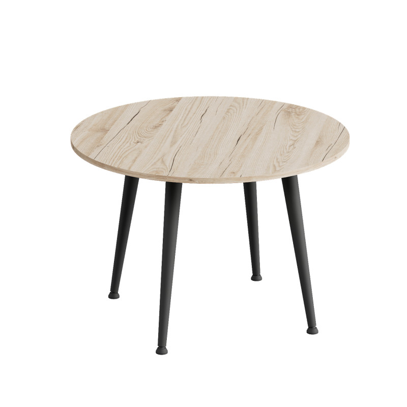 Журнальний круглий стіл OPTIMA 2 ніжки конусні Ferrum-decor 450x670x670 Чорний метал ДСП Дуб Сан-Марино 16 мм (FRD-107473)