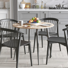 Круглий стіл OPTIMA 5 ніжки конусні Ferrum-decor 750x900x900 Чорний метал ДСП Дуб Сан-Марино 16 мм (FRD-107483)