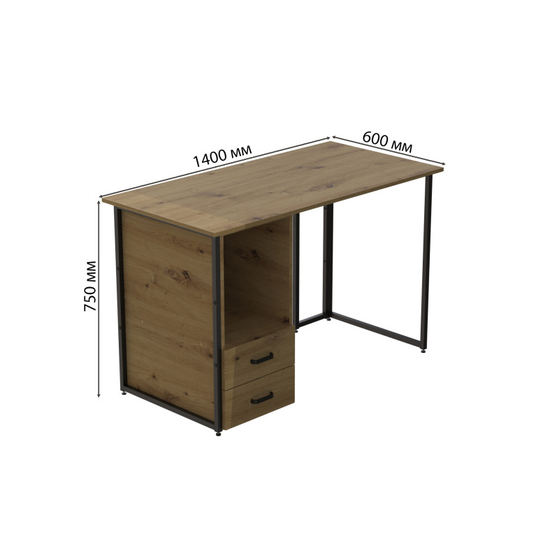 Комп'ютерний стіл Ferrum-decor Отто 76x140x60 чорний ДСП Дуб Артизан 32 мм (FRD-107023)