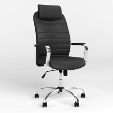 Кресло руководителя с подголовником Новый Стиль BRUNO HR (COMFORT+TILT) P ECO-30 (Черный) (NWS-125302)