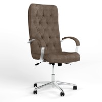 Крісло керівника поворотне Новий Стиль CUBA STEEL CHROME ANYFIX AL68 Micro-B (Коричневий) (NWS-125532)