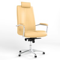 Кресло офисное поворотное Новый Стиль GRAND HR STEEL CHROME MPD AL68 ECO-01 (Бежевый) (NWS-126215)