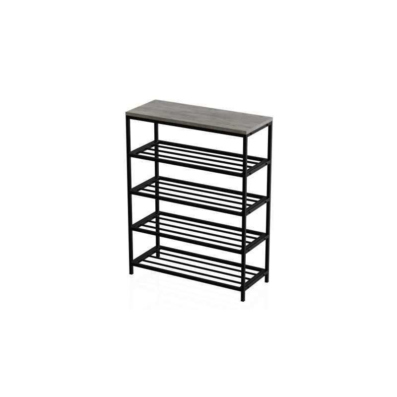 Полиця для взуття Слайм 4 Ferrum-decor 820x630x260 Чорний метал ДСП Бетон 16 мм (FRD-106840)