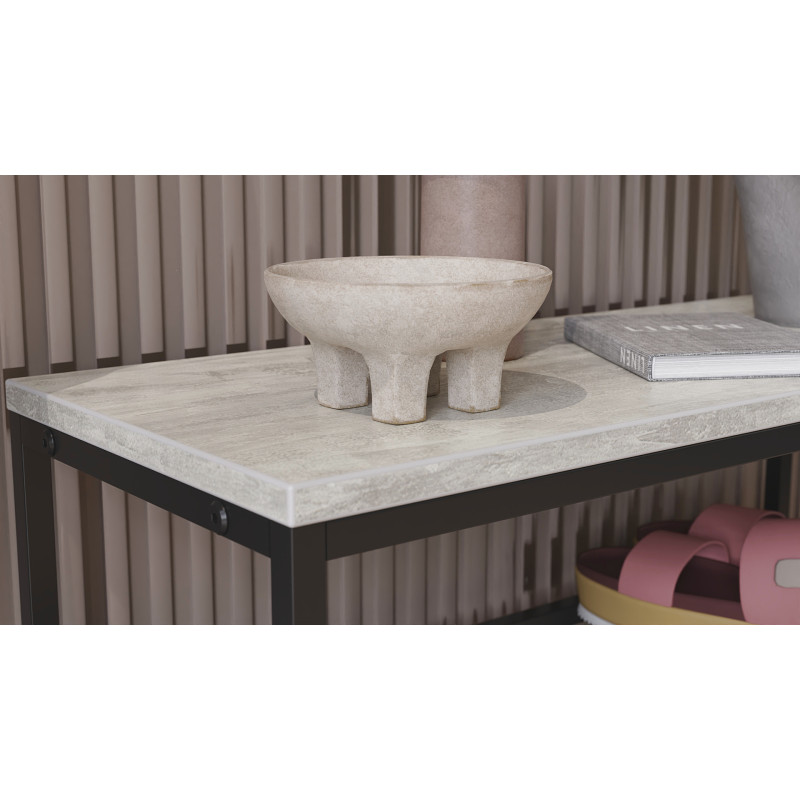 Полиця для взуття Слайм 4 Ferrum-decor 820x630x260 Чорний метал ДСП Бетон 16 мм (FRD-106840)
