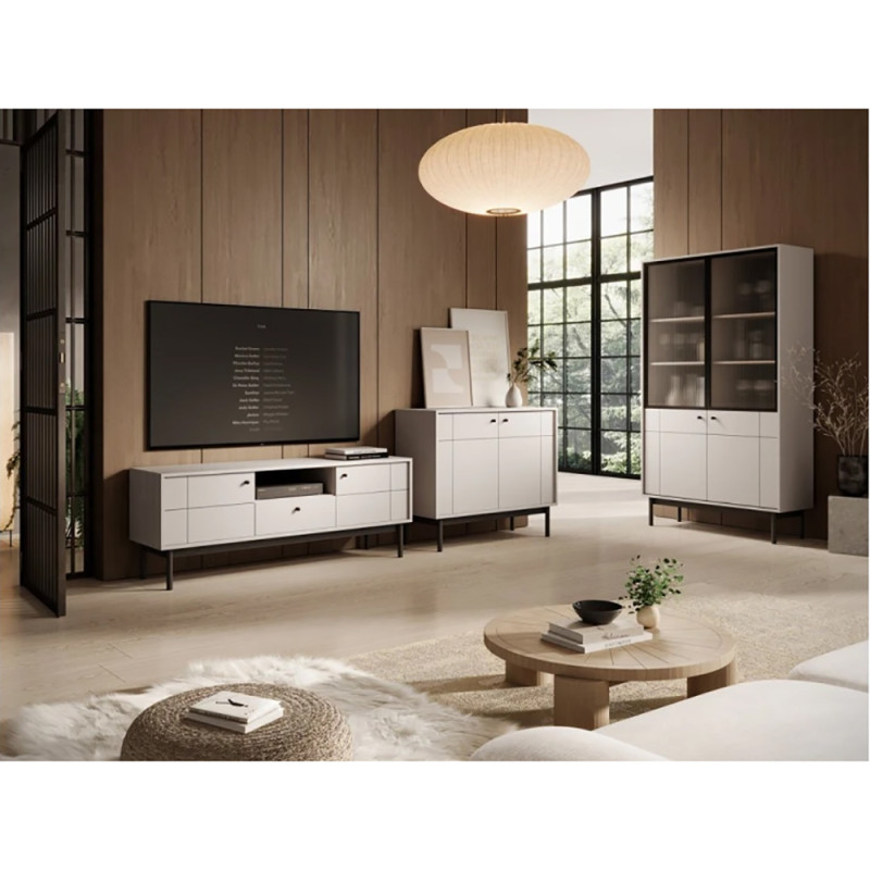 Вітрина у вітальню Perfect Home Japandi WT104 2-дверна 103х184х39 см Кашемір (PFH-091472)