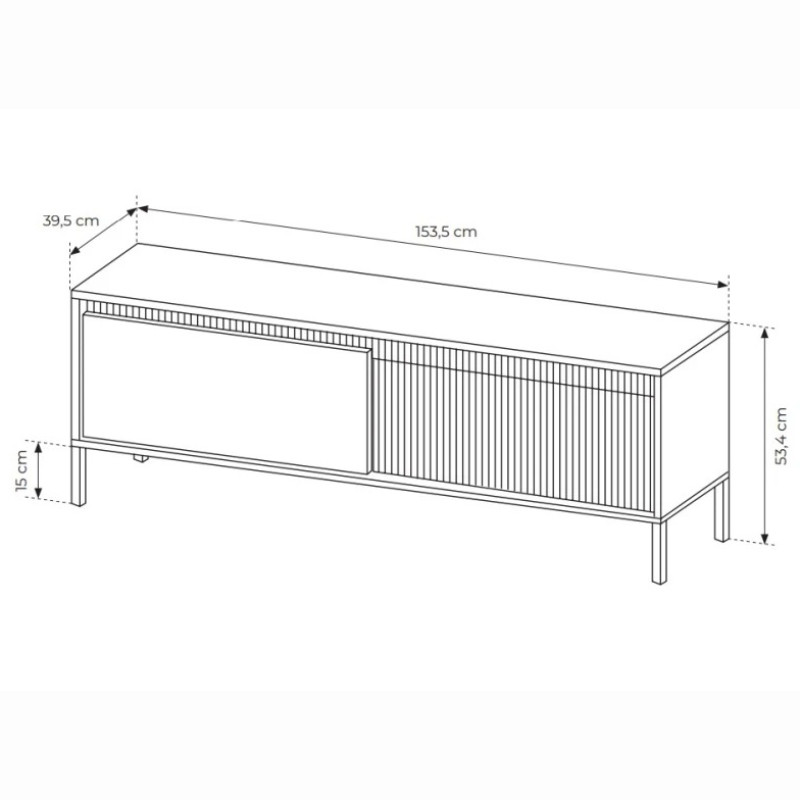 Тумба під телевізор Perfect Home Senso 2D/153 153,5х53,4х39,5 Чорний (PFH-091137)