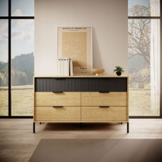 Комод з телескопічними напрямними Perfect Home Baltic 6S/138 137,3x81,4x39,5 Дуб балтійський/Чорний (PFH-091377)