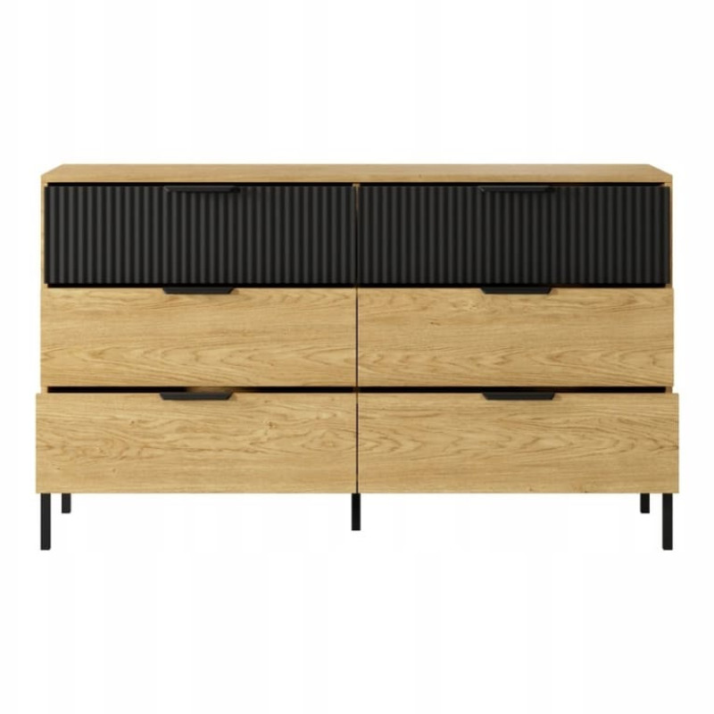 Комод з телескопічними напрямними Perfect Home Baltic 6S/138 137,3x81,4x39,5 Дуб балтійський/Чорний (PFH-091377)