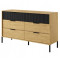 Комод з телескопічними напрямними Perfect Home Baltic 6S/138 137,3x81,4x39,5 Дуб балтійський/Чорний (PFH-091377)