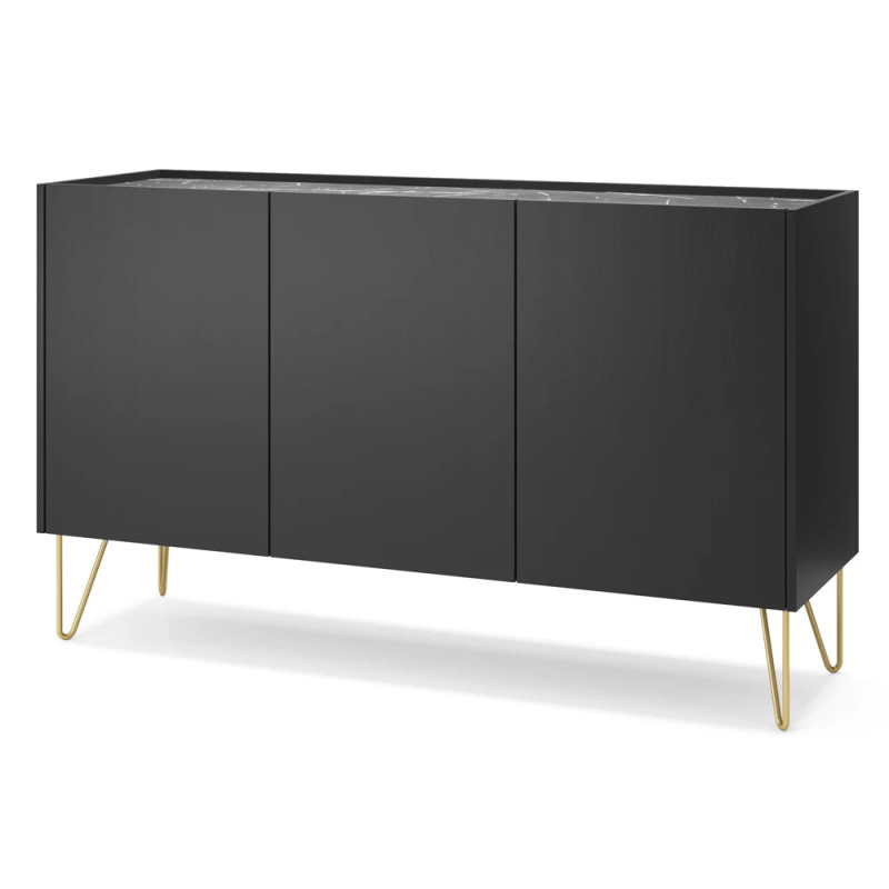 Комод Perfect Home Harmony K144 144х83х37 Чорний/Чорний мармур роял (PFH-091184)