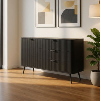 Комод з телескопічними напрямними Perfect Home Lante 1D3S/138 138,2x81,2x38 Чорний (чорні ніжки) (PFH-091117)