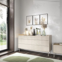 Комод з телескопічними напрямними Perfect Home Level 6S/153 153x82,2x38 Бежевий/Дуб сканді (PFH-091156)