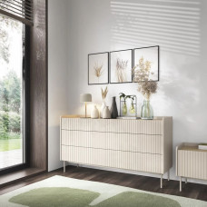 Комод з телескопічними напрямними Perfect Home Level 6S/153 153x82,2x38 Бежевий/Дуб сканді (PFH-091156)