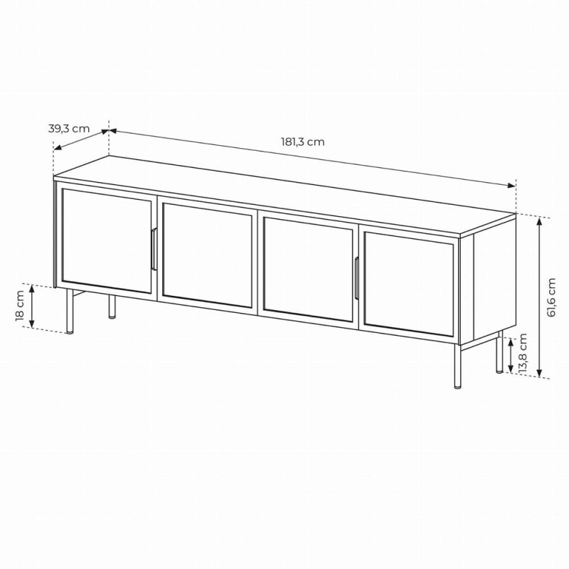 Тумба під телевізор Perfect Home Lumi 4D/181 181,3х82,6х39,3 Кашемір (PFH-091389)