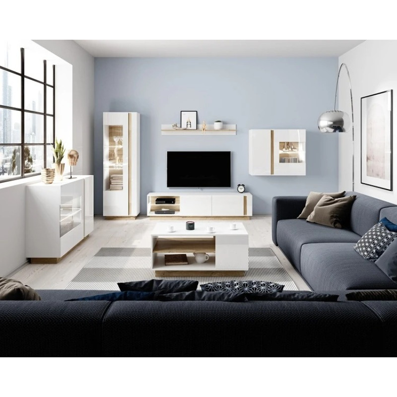 Комод Perfect Home Marco 3D/138 138,2x90,5x40 Білий/Білий глянець/ Дуб грандсон (PFH-091033)