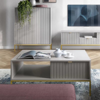 Журнальний стіл з телескопічними напрямними Perfect Home Nova L104 1S 104x68x46 Сірий (золоті ніжки) (PFH-091252)