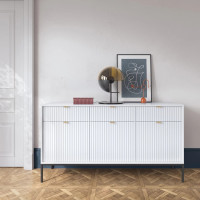 Комод з телескопічними напрямними Perfect Home Nova KSZ154 3D3S 154x63x39 Білий (чорні ніжки) (PFH-091240)